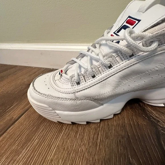 Fila Disruptor White Leather Chunky Sneakers Size 10 Athletic Walking - Picture 4 of 9